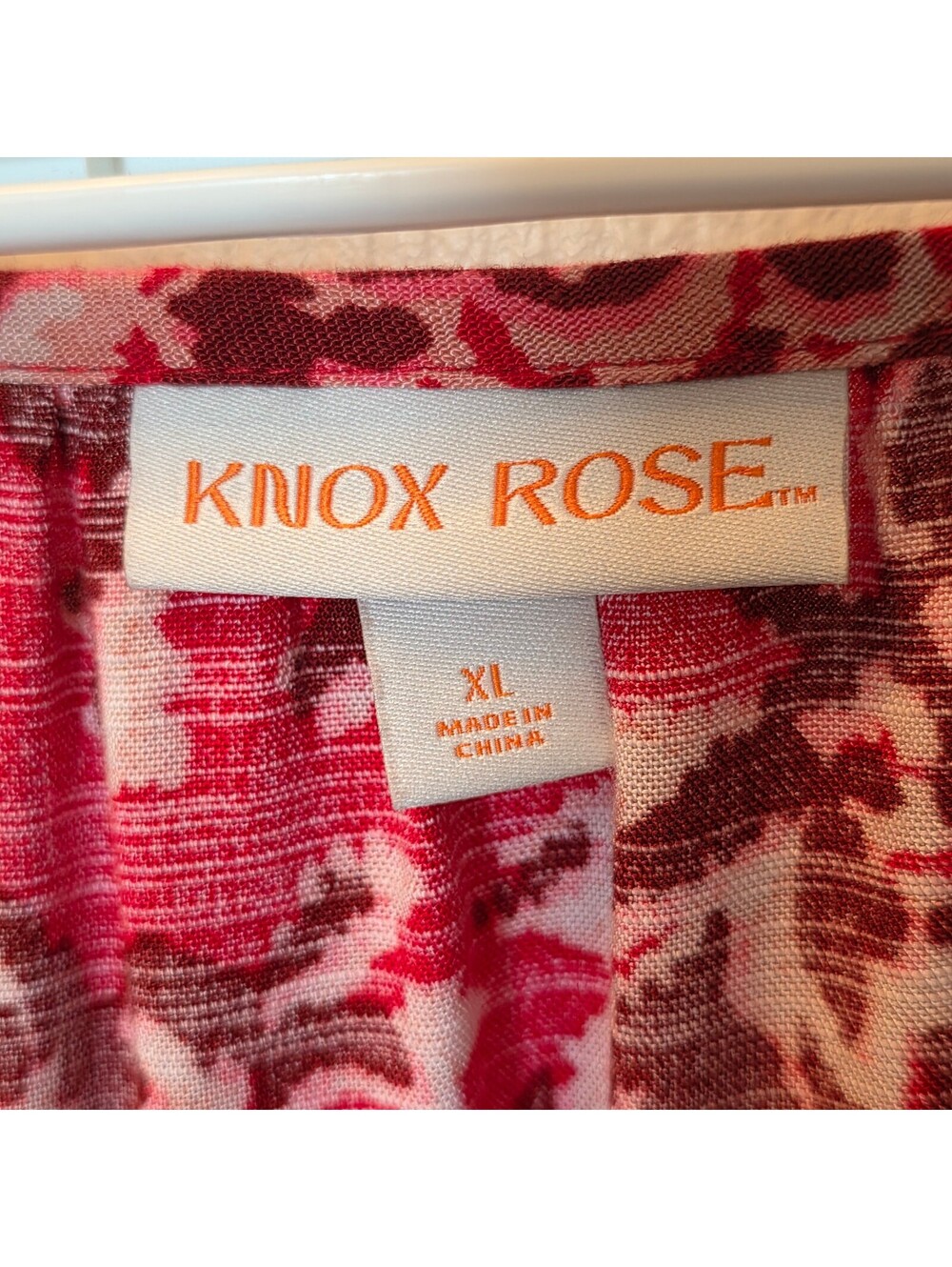 Knox Rose Red Floral Rayon Dress with Button Front and Long Sleeves Size XL NWOT - Picture 2 of 9
